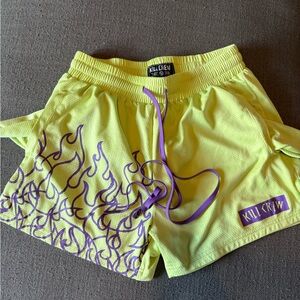 Kill Crew volt and purple flames shorts size L EUC